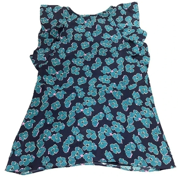 Draper James Dinah print silk blouse. Size 8, flutter sleeves and keyhole detail - Picture 2 of 9